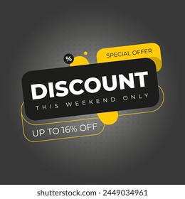 Big sale, up to 16% off. Sixteen percent discount promotion layout banner template design. Abstract background Vector illustration.