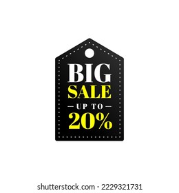 big sale up to 20 percent black tag vector eps