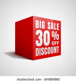 Big sale 30 percent off discount red cube.