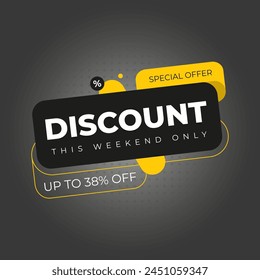 Big sale, up to 38% off. Thirty eight percent discount promotion layout banner template design. Abstract background Vector illustration.