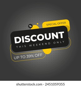 Big sale, up to 39% off. Thirty nine percent discount promotion layout banner template design. Abstract background Vector illustration.