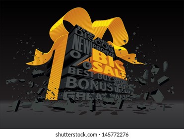 Big Sale - 3d Black Text - Vector illustration of a 3D text box announcing a grand sale.  