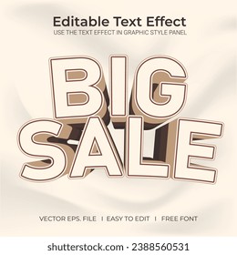 Big sale 3D editable text effect, sale banner, text for business promotion
