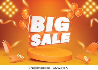 Big sale 3D style Flash Sale banner template design for web or social media.