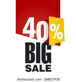 Big Sale 40 percent off red background