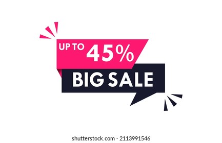 Big sale up to 45% off all sale styles in stores and online, Special offer sale 45 percent  number tag voucher vector illustration.