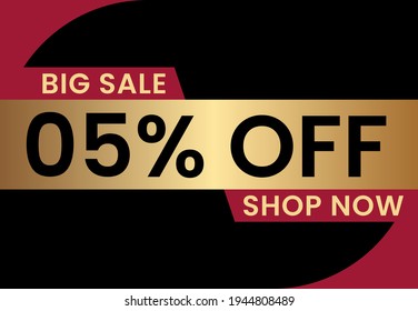 Big Sale 5% off shop now. 5 percent Discount sale modern banner vector illustration