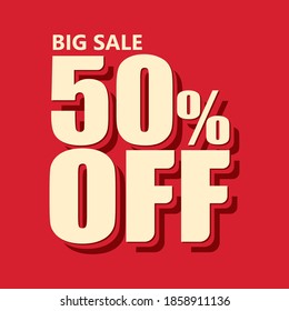 Big Sale 50% off banner template, big sales promotion, end of season special offer, new year discont. vector