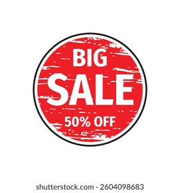Big sale 50% off concept badge vector illustration. Special offer creative circle banner. Graphic design.