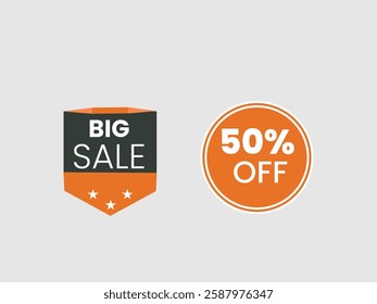 Big sale 50% off promotional graphic design.