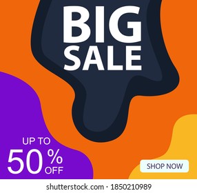 Big Sale up to 50% off Shop Now Label Tag Vector Template Design Illustration