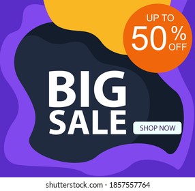 Big Sale up to 50% off Shop Now Label Tag Vector Template Design Illustration