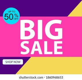 Big Sale 50% off Shop Now Best Offer Vector Template Design Illustration