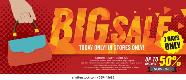 Big Sale 50 Percent 6250x2500 pixel Banner Vector Illustration 