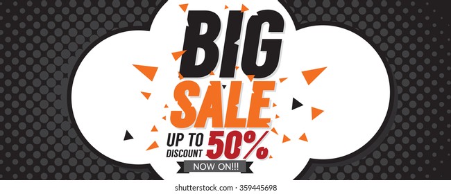 Big Sale 50 Percent 6250x2500 pixel Banner Vector Illustration 