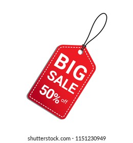 Big Sale 50 Percent Off Red Tag With Shadow On White Background