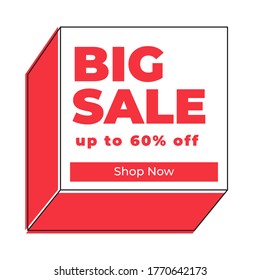BIG SALE 60%, modern geometric 3d box, shop now button - Shutterstock ID 1770642173