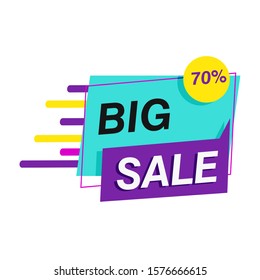 Big sale 70 percent off banner design. White background. Sale, special offer, discounts. Sale concept