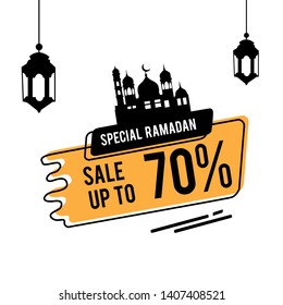 Big Sale up to 70% Special Ramadan Label. Badge Vector Template Design Illustration
