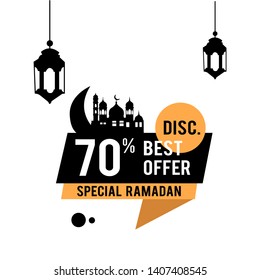 Big Sale 70% Special. Ramadan Label Badge. Vector Template Design Illustration