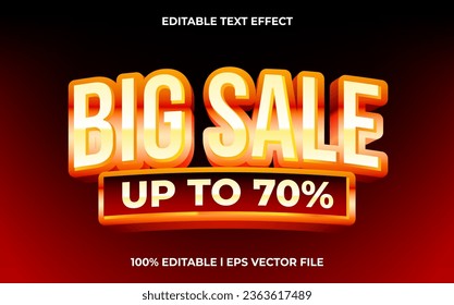 Big sale 70% text effect editable video cover and banner text style, 3d typography template