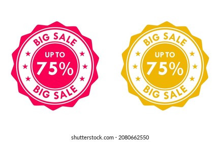 Big sale up to 75% off all sale styles in stores and online, Special offer sale 75 percent  number tag voucher vector illustration. 