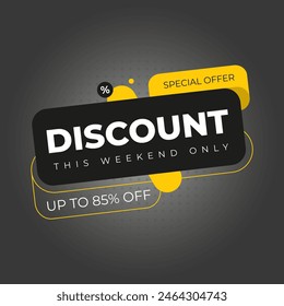 Big sale, up to 85% off. Eighty five percent discount promotion layout banner template design. Abstract background Vector illustration.