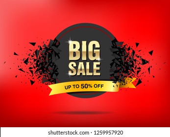 Big Sale abstract banner template design. Banner with explosion effect. Vector illustration Background