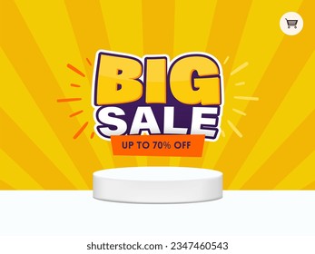 Big sale with abstract Colorful discount sale podium background, up to 70% off. modern Discount mega sale banner template design. Vector illustration