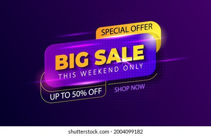 Big sale with abstract gradient background, up to 50% off. Discount promotion layout banner template design. Vector illustration - Shutterstock ID 2004099182
