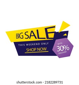Big sale with abstract gradient background, up to 30% off. Discount promotion layout banner template design. Vector illustration