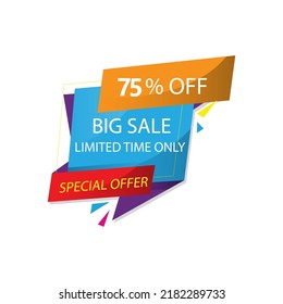 Big sale with abstract gradient background, up to 75% off. Discount promotion layout banner template design. Vector illustration