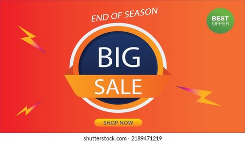 Big sale with abstract gradient background, End of Season. Discount promotion layout banner template design. Vector illustration