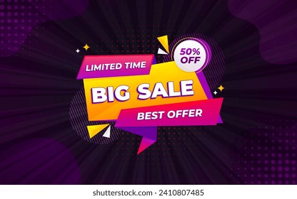 Großer Verkauf mit abstraktem Farbverlauf-Hintergrund, Rabatt Werbebanner-Design. Super Sale Sonderangebot Banner.