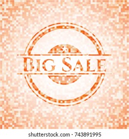 Big Sale abstract orange mosaic emblem with background