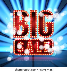 Big sale abstract retro sign with light bulbs vector illustration