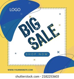 
Big sale with abstract yellow and blue background. Discount promotion social media template design. Vector illustration