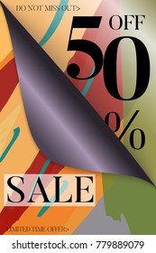 Big sale advertisement banner on hand drawn background. Sale trendy poster. Rough colorful doodle fun special offer banner template.