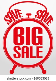 Big sale alarm clock, vector illustration
