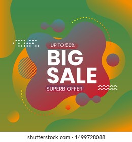 Big sale announcement banner for facebook cover. big sale banner in neon colors. Abstract Fifty Percent Big Sale  background with abstract shapes