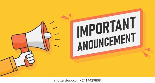 Big sale announcement banner template. Social network advertising design. Poster with text and megaphone in hand. Flat vector modern illustration.