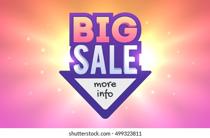 Big sale arrow banner.Retro sign with lamp.Special offer.Vector illustration.