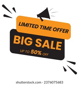 Big sale background, up to 50% off. Discount promotion layout banner template design. Vector illustration
