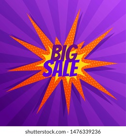 Big sale background in comic blast expression style