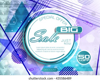Big Sale background. Special offer. Sale tag, poster. Super Sale and special offer. 50% off. Vector Illustration.