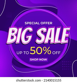 Big sale background template. special offer promo with dynamic shape background.