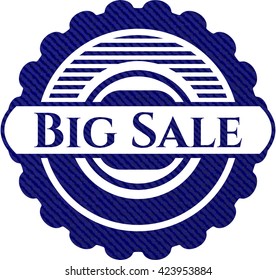Big Sale badge with jean texture