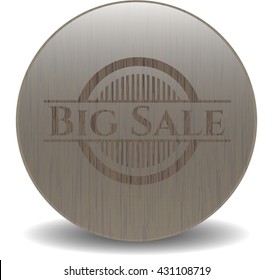 Big Sale badge with wooden background