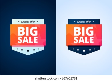 Big sale badges. Two colors variants of banners for promotion. Special offer signs.