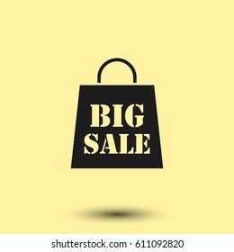 Big sale bag vector icon isolated